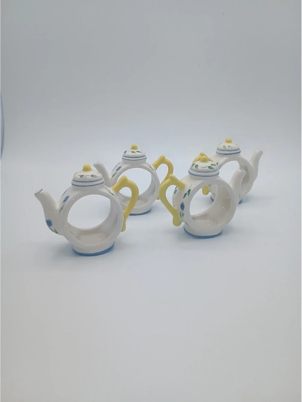 Set of 4 Vintage Pfaltzgraff Shelby Perennials Ceramic Teapot Napkin Holders